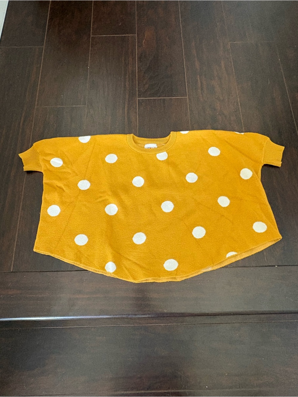 Cartwheel by Esprit de Paris Girls 4-5T Mustard Polka Dot Knit Poncho Sweater